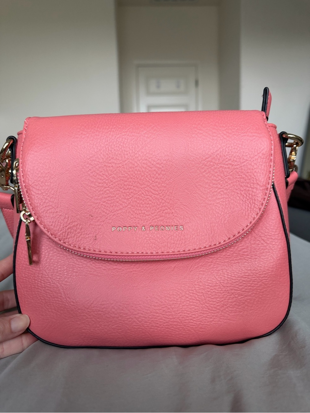 Poppy & Peonies Mini Downtown in Coral with matching Margaux wallet - Picture 2 of 13
